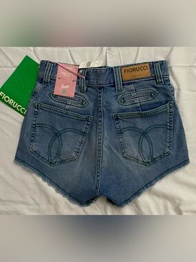 NWT Fiorucci Foxe High Waisted Denim Cutoff Shorts Italy Sz 26